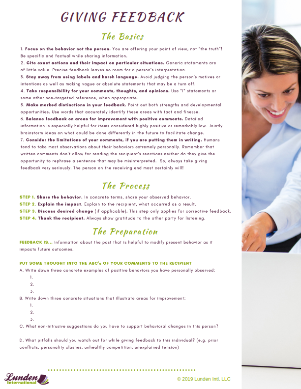 Learning Solution Handout: Giving Feedback