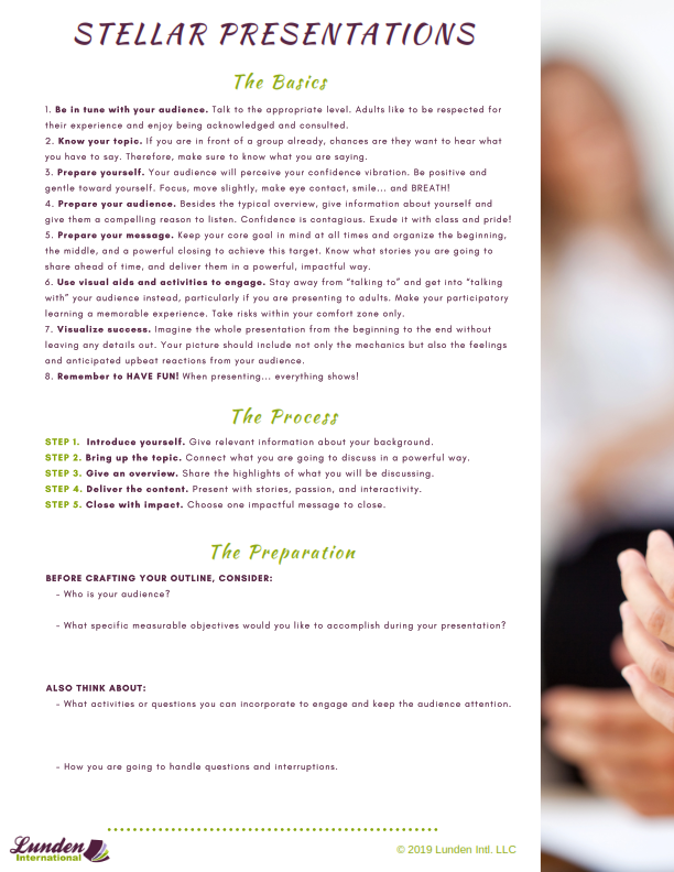Learning Solution Handout: Stellar Presentations